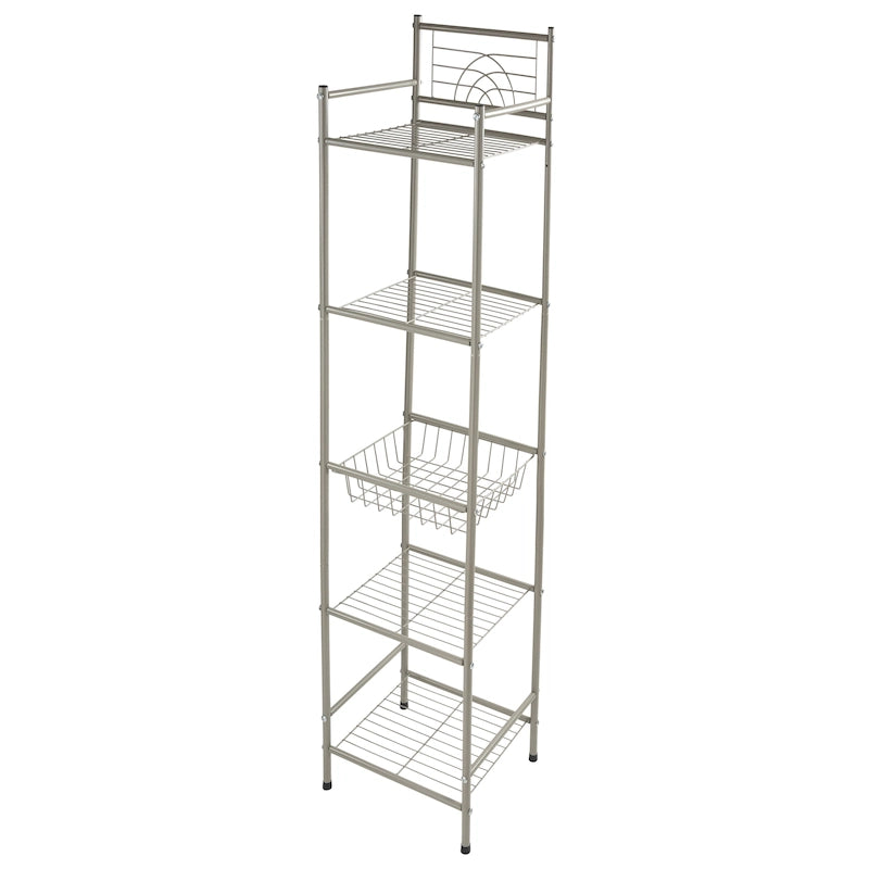 Scaffale portaoggetti a 5 ripiani in bronzo lucidato a olio - 13x11,6x58,7