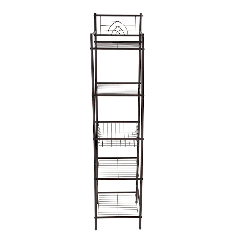 Scaffale portaoggetti a 5 ripiani in bronzo lucidato a olio - 13x11,6x58,7