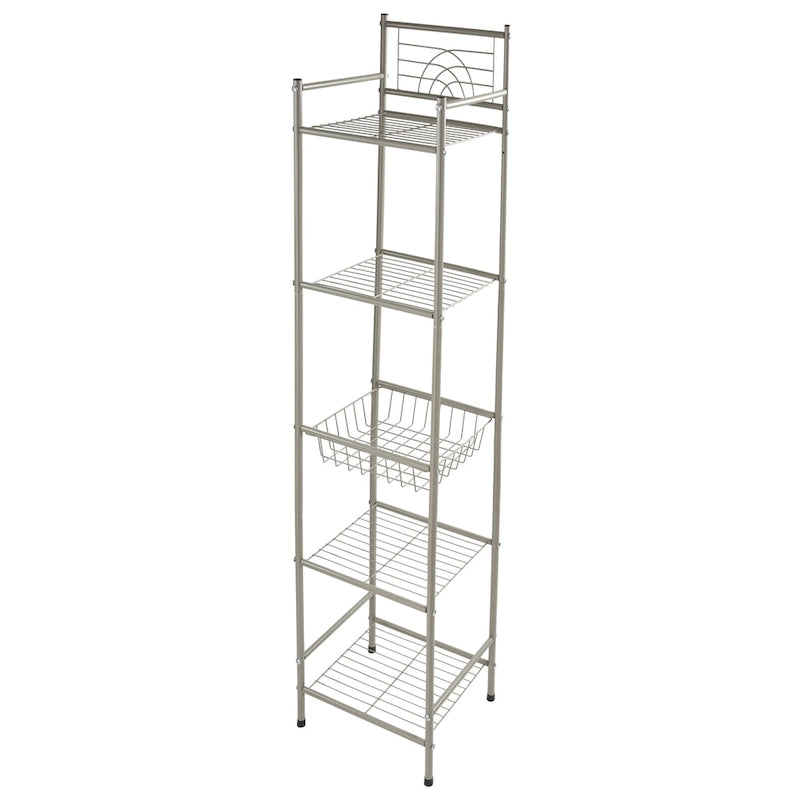 Scaffale portaoggetti a 5 ripiani in bronzo lucidato a olio - 13x11,6x58,7