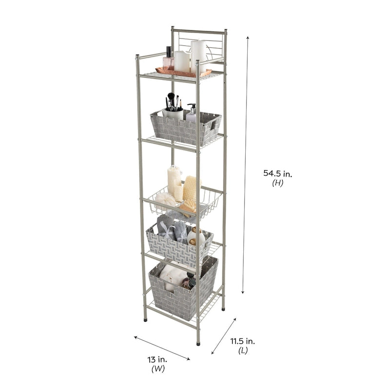 Scaffale portaoggetti a 5 ripiani in bronzo lucidato a olio - 13x11,6x58,7