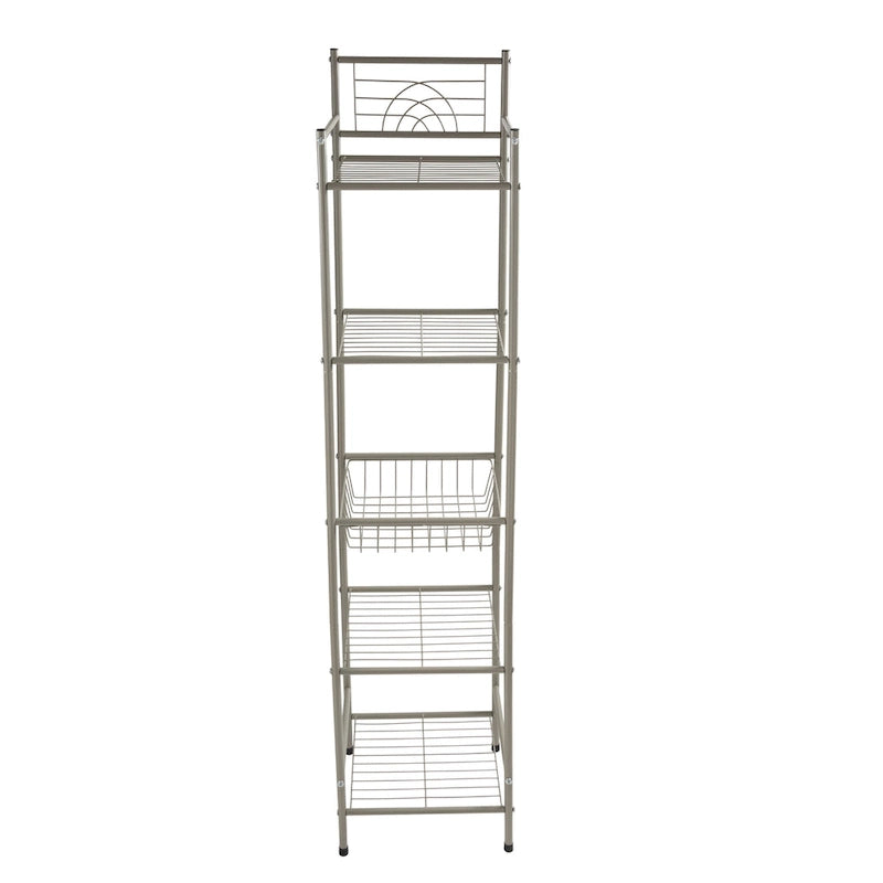 Scaffale portaoggetti a 5 ripiani in bronzo lucidato a olio - 13x11,6x58,7