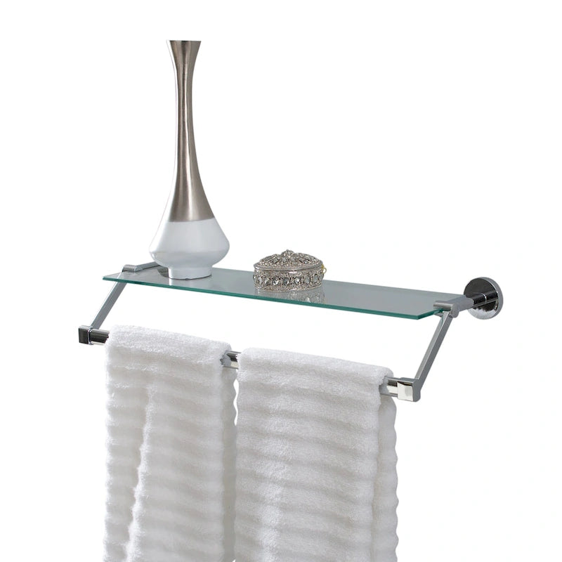 Hanging Glass Shelf with Towel Bar - 21.7x6.2x4.75