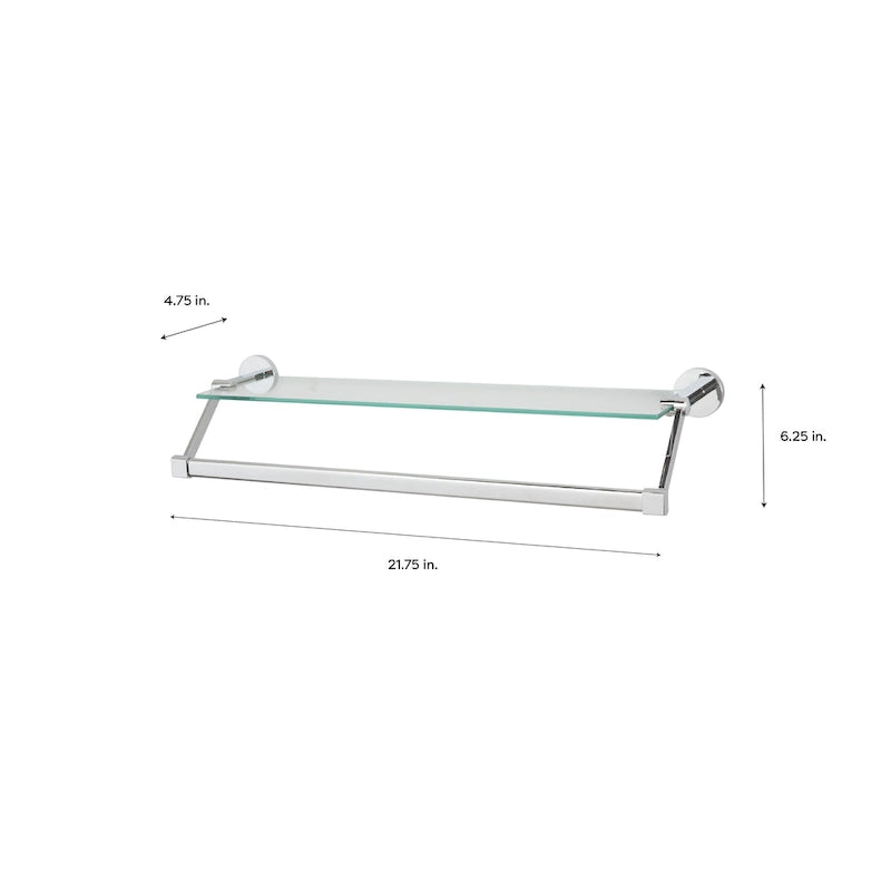 Hanging Glass Shelf with Towel Bar - 21.7x6.2x4.75