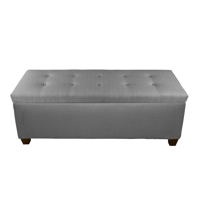 Dark Grey Button Tufted Shoe Storage Bench
