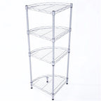 Fan-shaped Carbon Steel Metal Assembly 4-Tier Storage Rack Silver Grey - 11.81 x 11.81 x 35.43