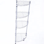 Libreria in Metallo d'Acciaio al Carbonio a Forma di Ventaglio a 4 Ripiani, Grigio Argento - 11,81 x 11,81 x 35,43