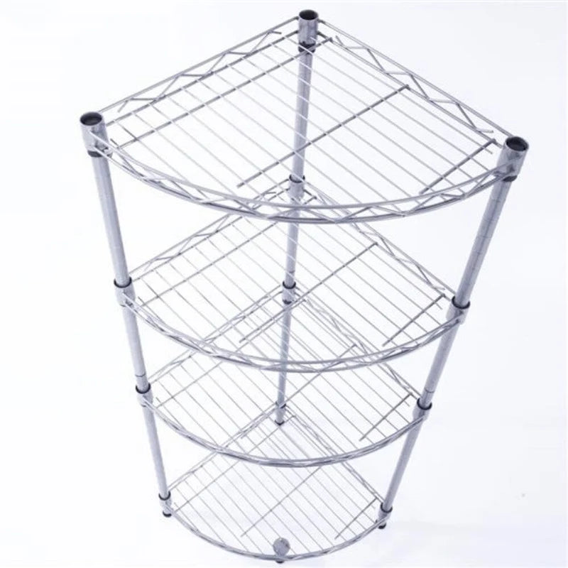 Fan-shaped Carbon Steel Metal Assembly 4-Tier Storage Rack Silver Grey - 11.81 x 11.81 x 35.43