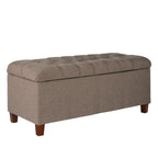 Panca in Legno Imbottita in Tessuto Testurizzato con Bottoni e Contenitore a Cerniera, 45,7 A x 101,6 L x 45,7 P cm