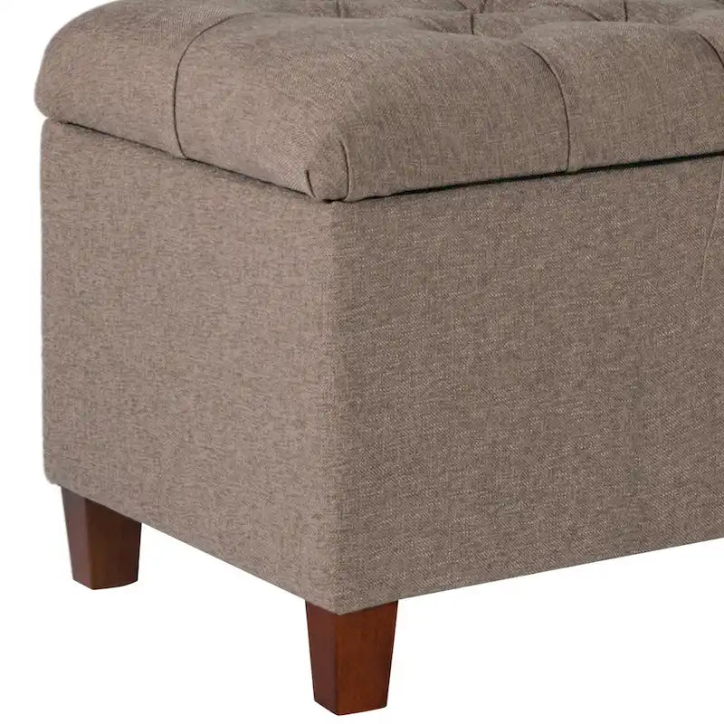 Panca in Legno Imbottita in Tessuto Testurizzato con Bottoni e Contenitore a Cerniera, 45,7 A x 101,6 L x 45,7 P cm