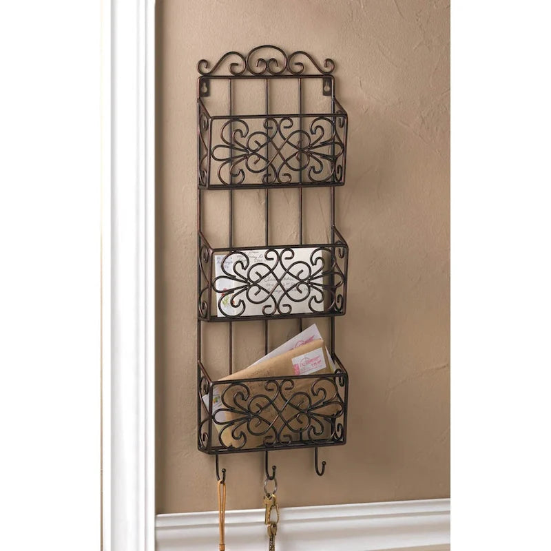 29 Brown Rustic Vintage Charm Triple Wall Rack
