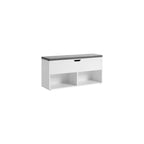 Gray Wood Shoe Storage Entryway Bench with Cushioned Seat - 11.8D x 39.4W x 18.9H