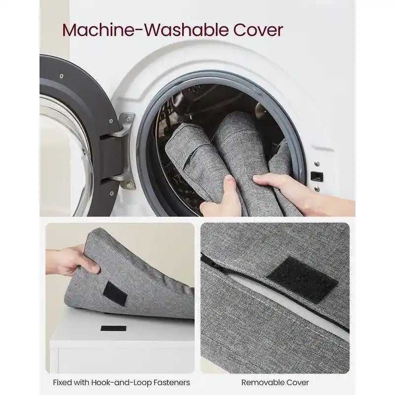 Gray Wood Shoe Storage Entryway Bench with Cushioned Seat - 11.8D x 39.4W x 18.9H