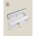 Panca da ingresso in legno grigio con scarpiera e seduta imbottita - 30P x 100L x 48A cm
