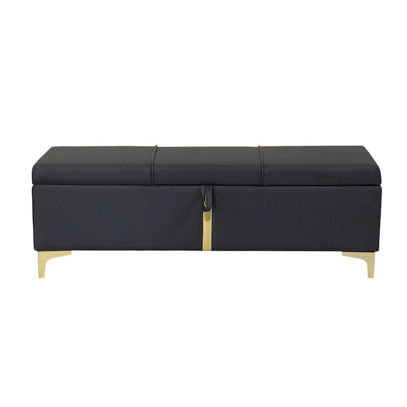 Elegant Upholstered Storage Ottoman,Storage Bench with Metal Legs for Bedroom,Living Room,Fully Assembled Except Legs