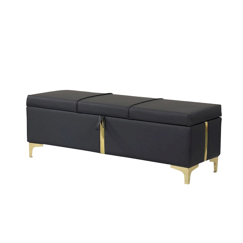 Elegante Pouf Contenitore Imbottito, Panchina Contenitore con Gambe in Metallo per Camera da Letto, Soggiorno, Completamente Assemblato Tranne le Gambe