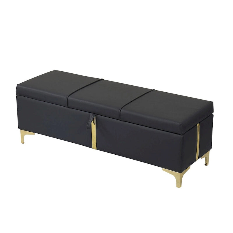 Elegante Pouf Contenitore Imbottito, Panchina Contenitore con Gambe in Metallo per Camera da Letto, Soggiorno, Completamente Assemblato Tranne le Gambe