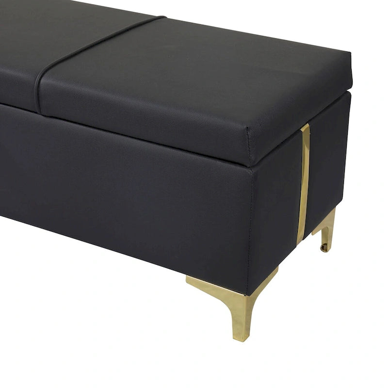 Elegante Pouf Contenitore Imbottito, Panchina Contenitore con Gambe in Metallo per Camera da Letto, Soggiorno, Completamente Assemblato Tranne le Gambe