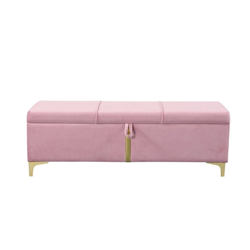Elegante Pouf Contenitore Imbottito, Panchina Contenitore con Gambe in Metallo per Camera da Letto, Soggiorno, Completamente Assemblato Tranne le Gambe