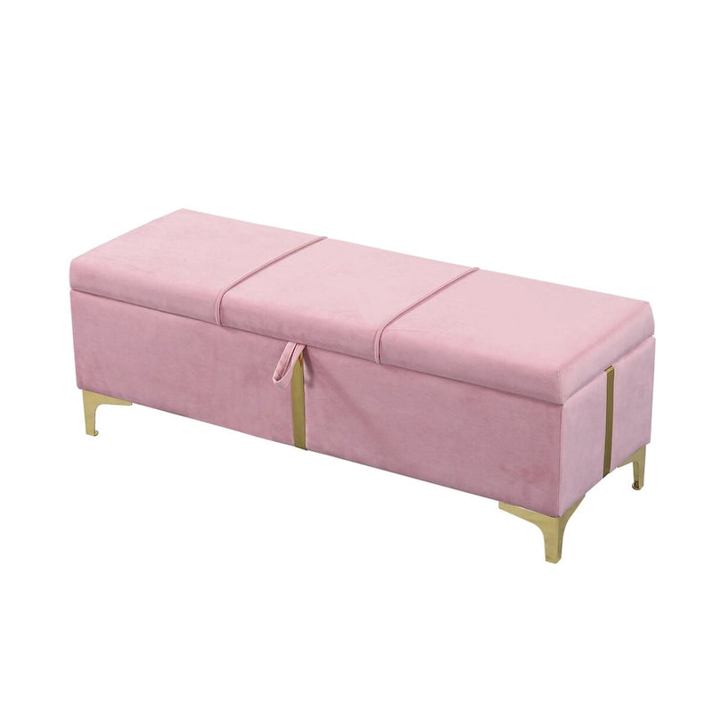 Elegante Pouf Contenitore Imbottito, Panchina Contenitore con Gambe in Metallo per Camera da Letto, Soggiorno, Completamente Assemblato Tranne le Gambe