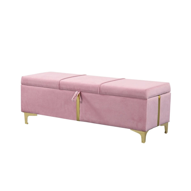 Elegante Pouf Contenitore Imbottito, Panchina Contenitore con Gambe in Metallo per Camera da Letto, Soggiorno, Completamente Assemblato Tranne le Gambe