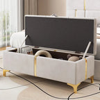 Elegante Pouf Contenitore Imbottito, Panchina Contenitore con Gambe in Metallo per Camera da Letto, Soggiorno, Completamente Assemblato Tranne le Gambe