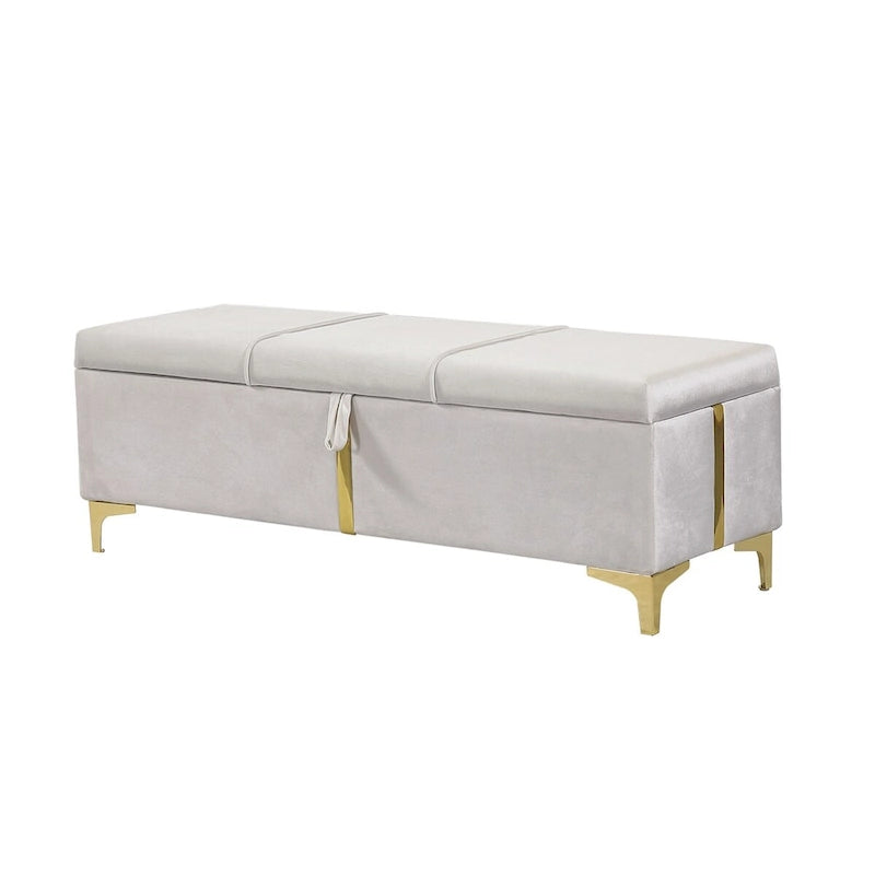 Elegante Pouf Contenitore Imbottito, Panchina Contenitore con Gambe in Metallo per Camera da Letto, Soggiorno, Completamente Assemblato Tranne le Gambe