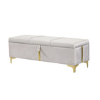 Elegante Pouf Contenitore Imbottito, Panchina Contenitore con Gambe in Metallo per Camera da Letto, Soggiorno, Completamente Assemblato Tranne le Gambe