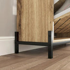 Modern Slim Shoe Cabinet with 3 Flip Drawers & Open Shelves