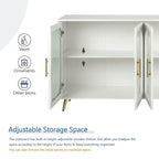 59.8 TV Stand with Storage Cabinet and Adjustable Shelves - N/A