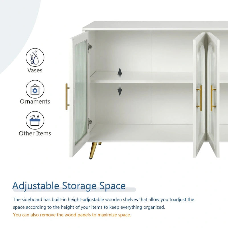 59.8 TV Stand with Storage Cabinet and Adjustable Shelves - N/A