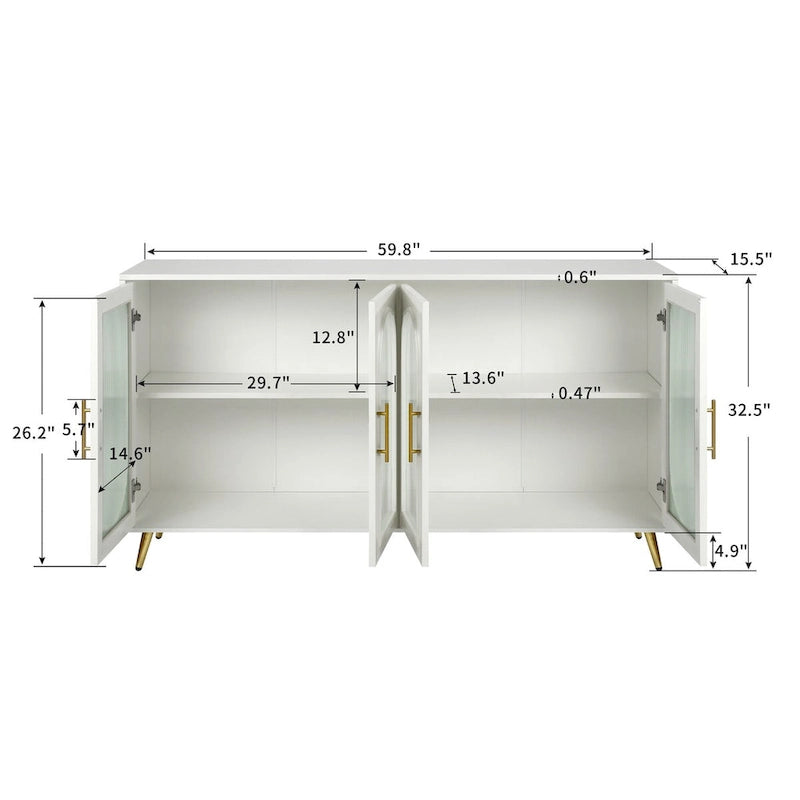 59.8 TV Stand with Storage Cabinet and Adjustable Shelves - N/A