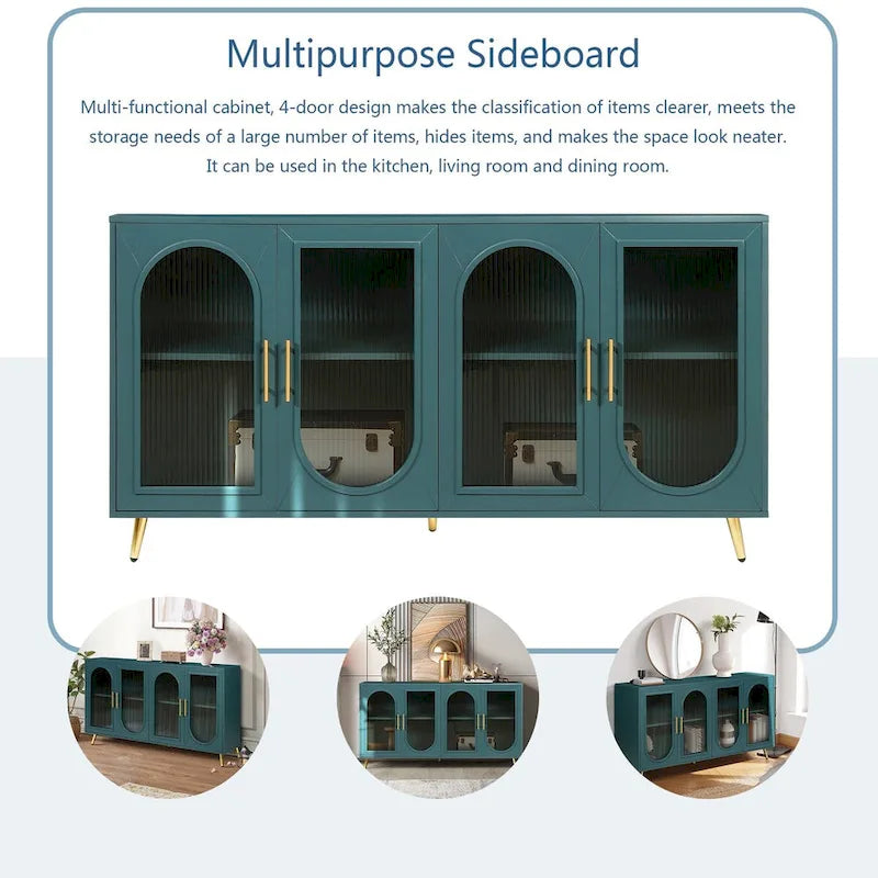 59.8 TV Stand with Storage Cabinet and Adjustable Shelves - N/A