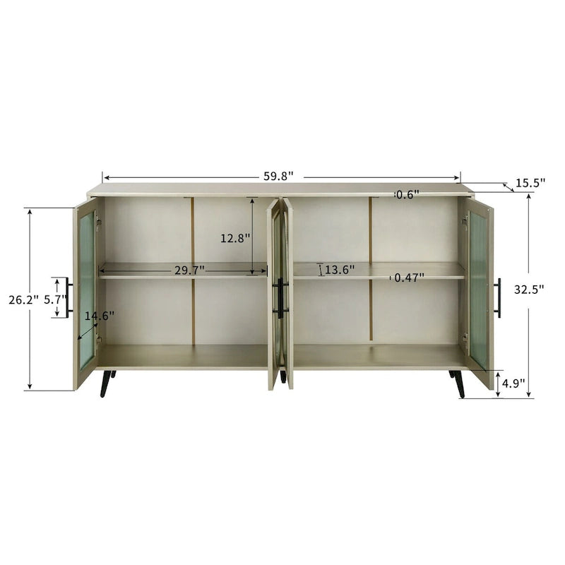59.8 TV Stand with Storage Cabinet and Adjustable Shelves - N/A