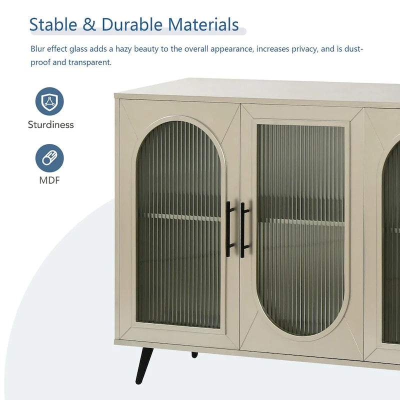 59.8 TV Stand with Storage Cabinet and Adjustable Shelves - N/A