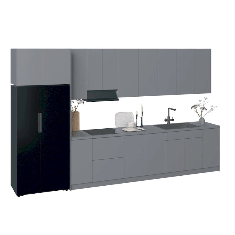 Cucina Collezione Timeless Grigio & Bianco Lucido Larghezza Base 396 cm - 157x24