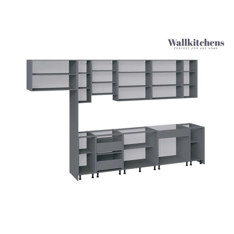 Cucina Collezione Timeless Grigio & Bianco Lucido Larghezza Base 396 cm - 157x24