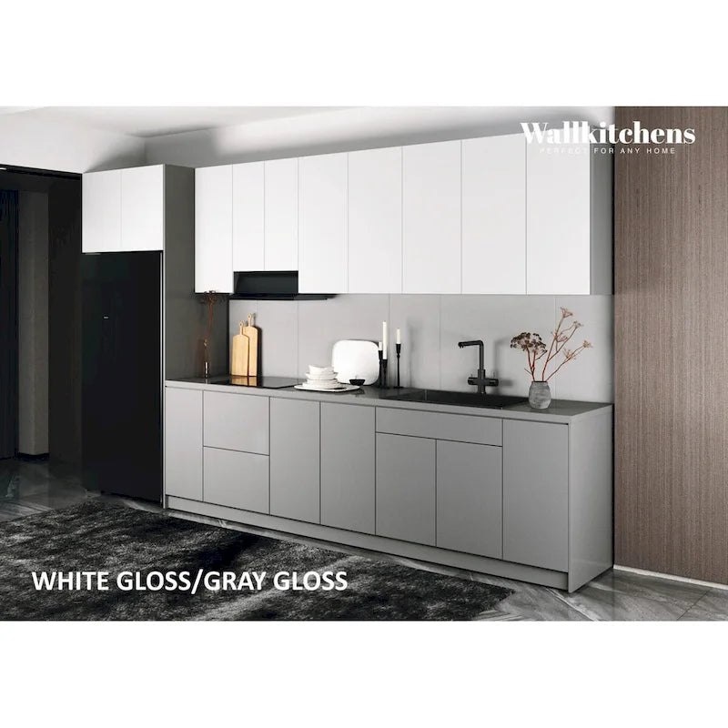 Cucina Collezione Timeless Grigio & Bianco Lucido Larghezza Base 396 cm - 157x24