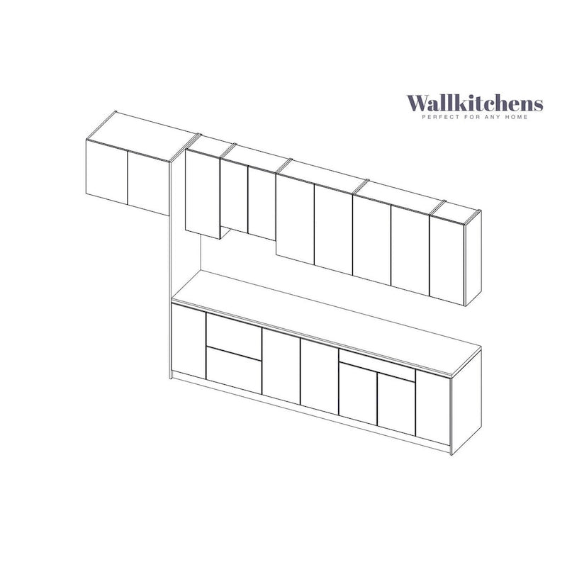 Cucina Collezione Timeless Grigio & Bianco Lucido Larghezza Base 396 cm - 157x24