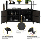 Mobile tea cart, door storage mobile dining cart, three-level service dining cart, storage cabinet