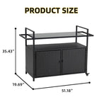 Mobile tea cart, door storage mobile dining cart, three-level service dining cart, storage cabinet