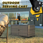 Mobile tea cart, door storage mobile dining cart, three-level service dining cart, storage cabinet