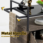 Mobile tea cart, door storage mobile dining cart, three-level service dining cart, storage cabinet