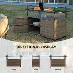 Mobile tea cart, door storage mobile dining cart, three-level service dining cart, storage cabinet
