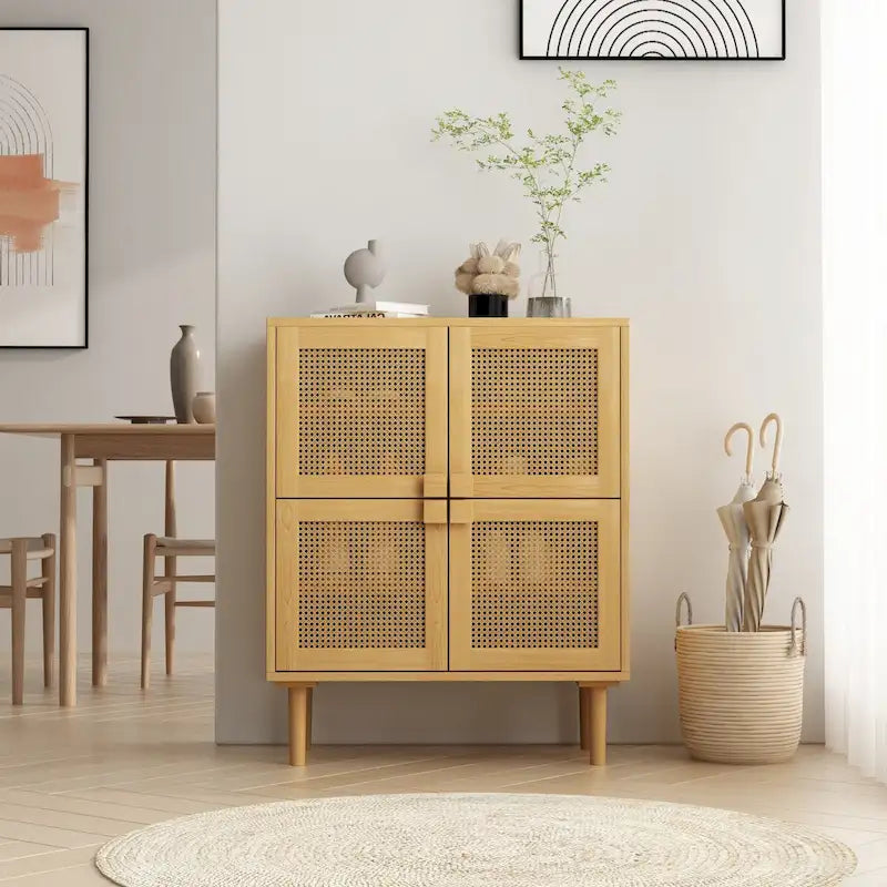 Mobile contenitore in rete di rattan