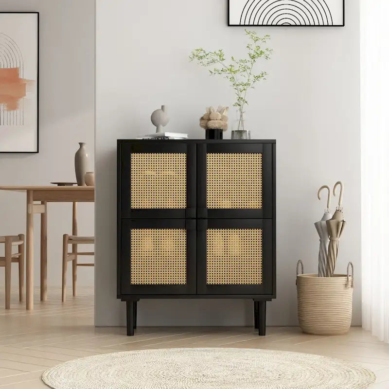 Mobile contenitore in rete di rattan