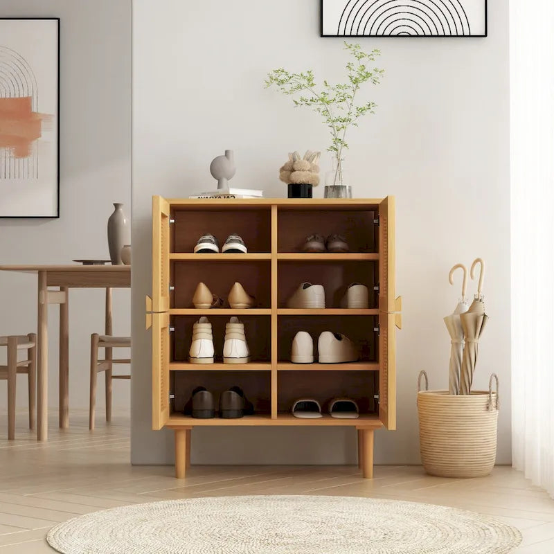 Mobile contenitore in rete di rattan