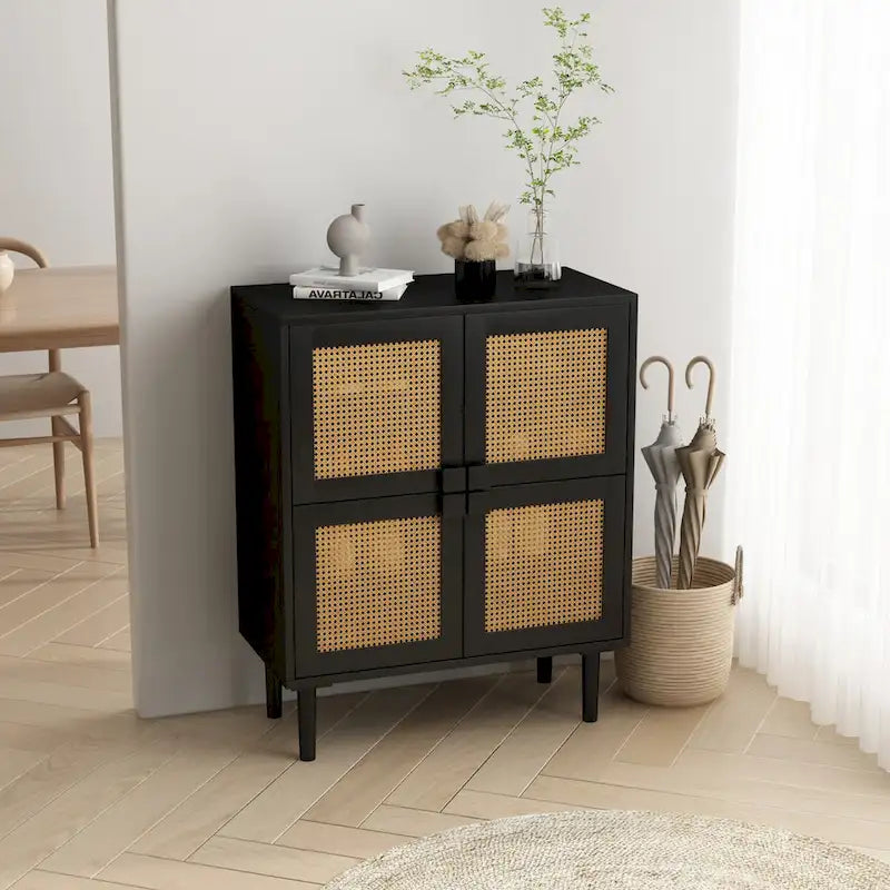 Mobile contenitore in rete di rattan