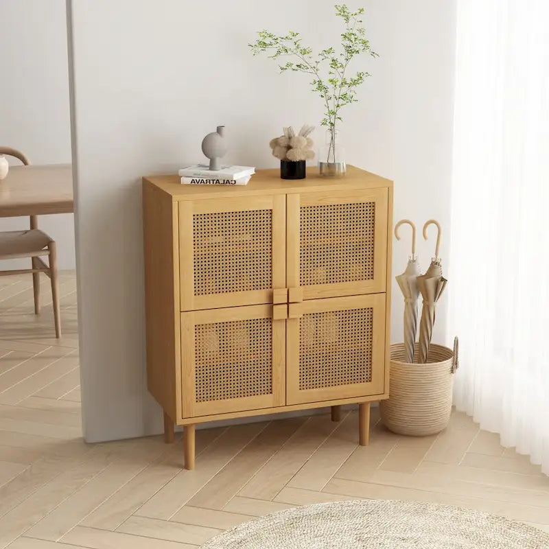Mobile contenitore in rete di rattan