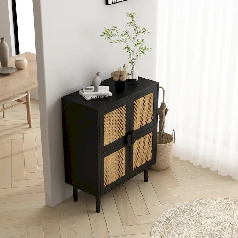 Mobile contenitore in rete di rattan