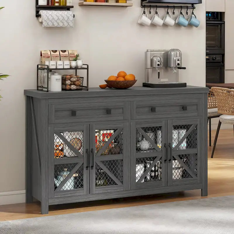 Moasis 55 Farmhouse Sideboard Buffet Cabinet With Storage, Coffee Bar Cabinet